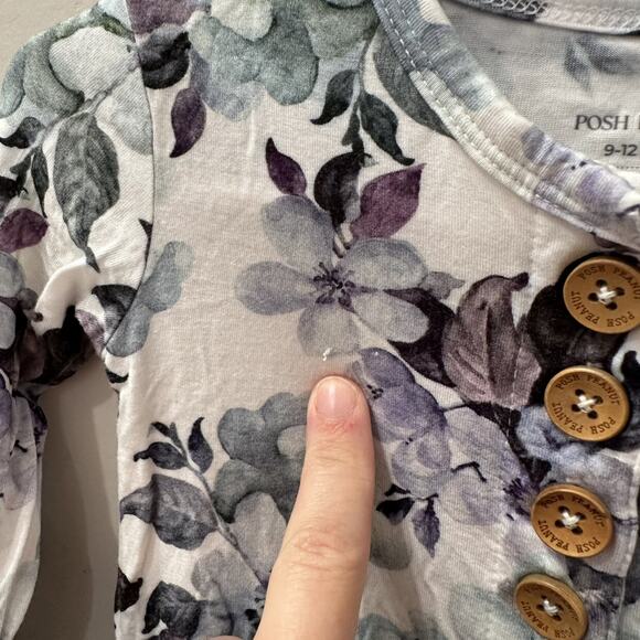 Posh Peanut Jules Dark Floral Ruffle Henley Romper - Picture 3 of 8